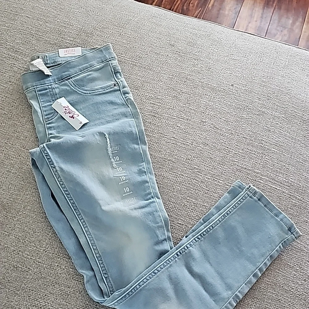 Justice Jeggings Ripped Skinny Blue size 10 Juniors High Rise nwt